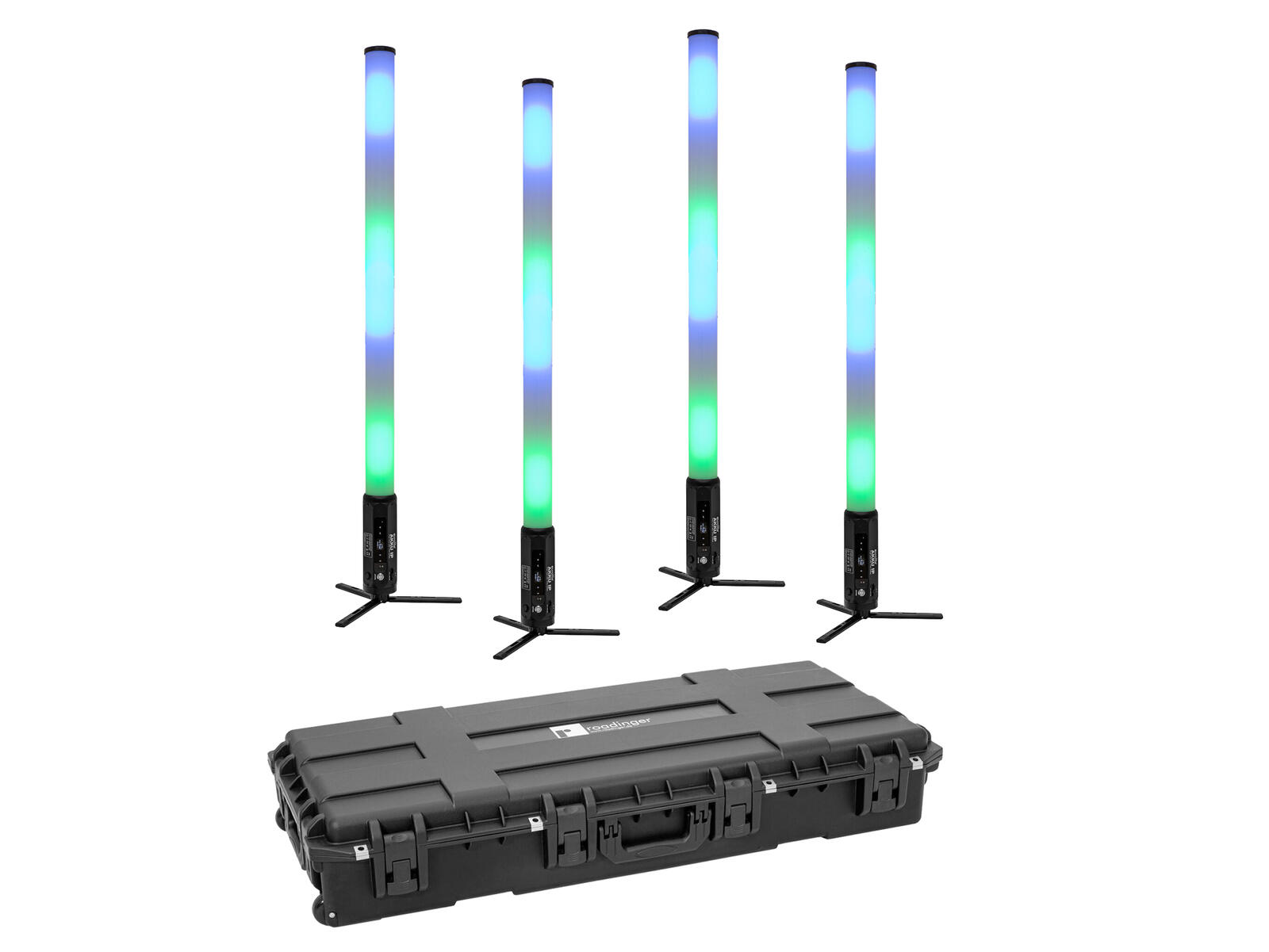 EUROLITE Set 4x AKKU IP Pixel Tube 360° PRO CRMX + custodia in plastica - 20001042